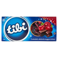 TIBI ÉTCSOKOLÁDÉ PRALINÉ CSOKOLÁDÉS-ALKOHOLOS MEGGYES KRÉMMEL 330 G