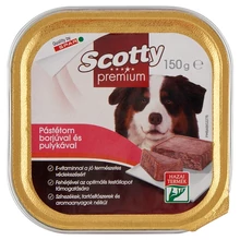 SCOTTY PREMIUM PÁSTÉTOM TELJES ÉRTÉKŰ ÁLLATELEDEL FELNŐTT KUTYÁK SZÁMÁRA BORJÚVAL ÉS PULYKÁVAL 150 G