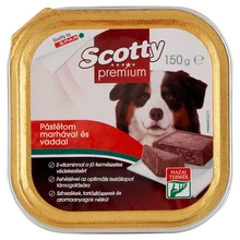 SCOTTY PREMIUM PÁSTÉTOM TELJES ÉRTÉKŰ ÁLLATELEDEL FELNŐTT KUTYÁK SZÁMÁRA MARHÁVAL ÉS VADDAL 150 G