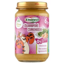 UNIVER ZÖLDBABPÜRÉ CSIRKEHÚSSAL BÉBIÉTEL 6 HÓNAPOS KORTÓL 163 G