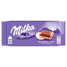 MILKA ALPESI TEJCSOKOLÁDÉ TEJES KRÉMTÖLTELÉKKEL 100 G