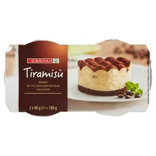 DESPAR TIRAMISÙ OLASZ DESSZERT MASCARPONEKRÉMMEL, PISKÓTÁVAL, KÁVÉS ÖNTETTEL 2 X 90 G