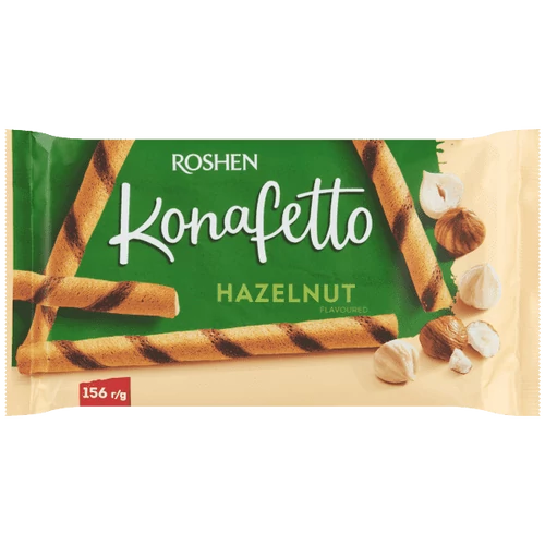 ROSHEN KONAFETTO MOGYORÓ ÍZŰ KRÉMMEL TÖLTÖTT OSTYARÚD 156 G