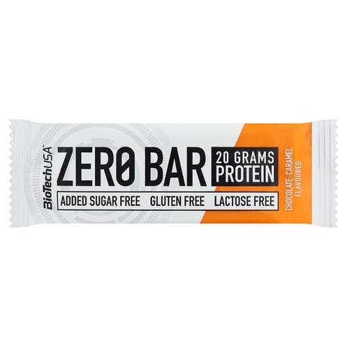 BIOTECHUSA ZERO BAR CSOKOLÁDÉ-KARAMELL ÍZŰ MAGAS FEHÉRJETARTALMÚ SZELET ÉDESÍTŐSZEREKKEL 50 G