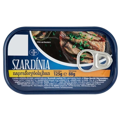 SZARDÍNIA NAPRAFORGÓOLAJBAN 125 G