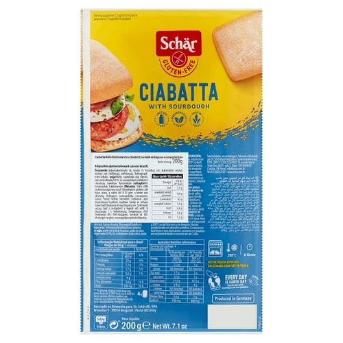 SCHÄR CIABATTA ROLLS GLUTÉNMENTES ELŐSÜTÖTT ZSEMLÉK 4 DB 200 G