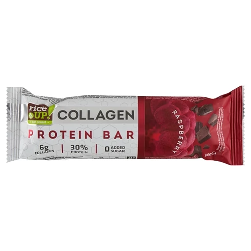 RICEUP! KOLLAGÉNES FEHÉRJE SZELET MÁLNA ÍZESÍTÉSSEL HOZZÁADOTT CUKOR NÉLKÜL 50 G