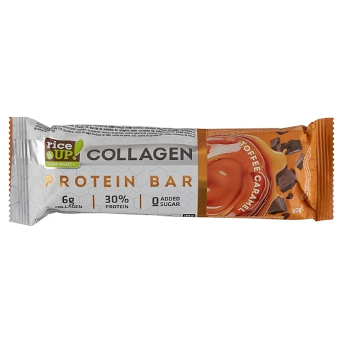 RICEUP! KOLLAGÉNES FEHÉRJE SZELET KARAMELL ÍZESÍTÉSSEL HOZZÁADOTT CUKOR NÉLKÜL 50 G