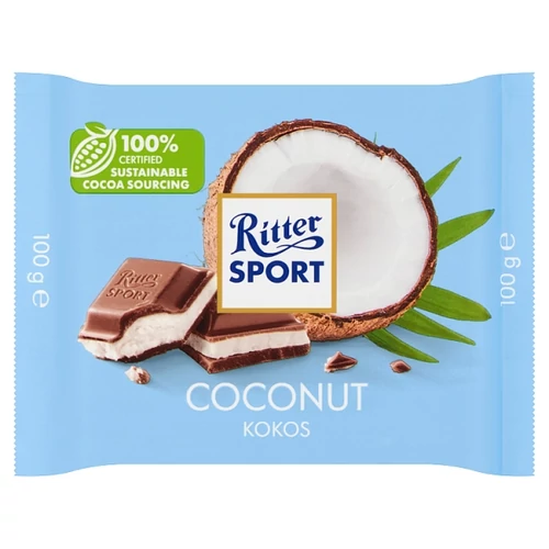 RITTER SPORT KÓKUSZ-TEJKRÉMMEL TÖLTÖTT TEJCSOKOLÁDÉ 100 G