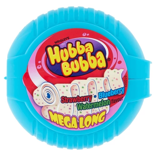 HUBBA BUBBA MEGA LONG EPER-, FEKETEÁFONYA- ÉS GÖRÖGDINNYE ÍZŰ RÁGÓGUMI 56 G