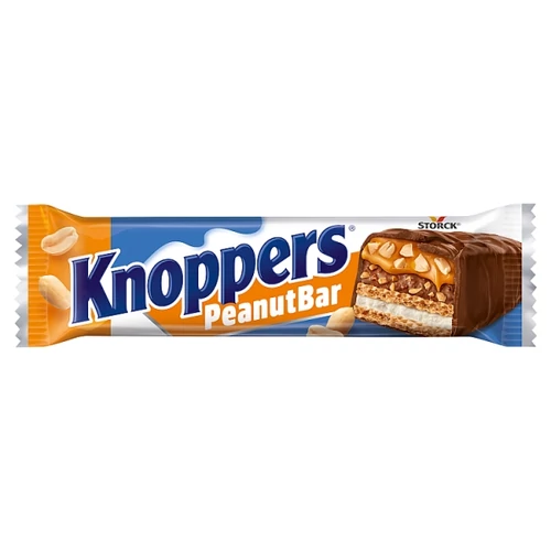 KNOPPERS PEANUTBAR TEJKRÉMMEL, FÖLDIMOGYORÓKRÉMMEL TÖLTÖTT, TEJCSOKOLÁDÉVAL BEVONT OSTYASZELET 40 G