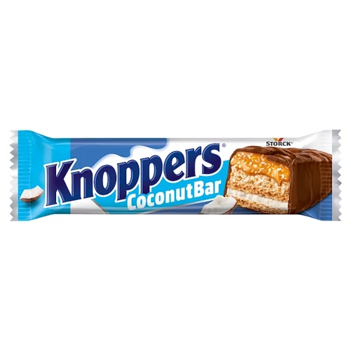 KNOPPERS COCONUTBAR TEJES-KÓKUSZOS-MOGYORÓS KRÉMMEL TÖLTÖTT TEJCSOKOLÁDÉVAL BEVONT OSTYASZELET 40 G