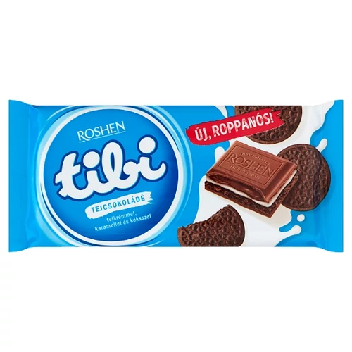 TIBI TEJCSOKOLÁDÉ TEJKRÉMMEL, KARAMELLEL ÉS KEKSSZEL 100 G