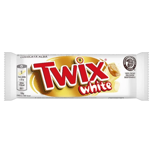 TWIX WHITE KEKSZES SZELETEK KARAMELLÁVAL FEHÉR CSOKOLÁDÉBA MÁRTVA 2 X 23 G (46 G)