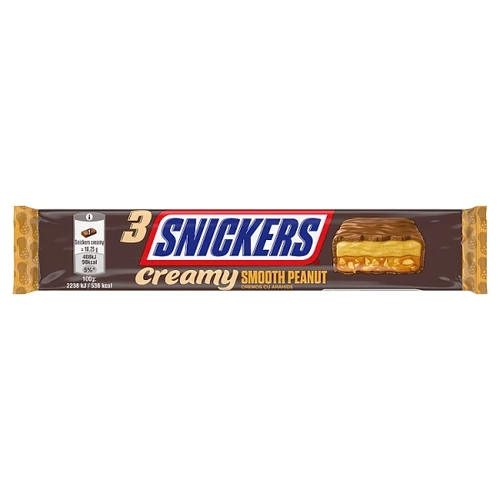SNICKERS TEJCSOKOLÁDÉ FÖLDIMOGYORÓKRÉMMEL KARAMELLÁVAL FÖLDIMOGYORÓ DARABOKKAL 3 X 18,25 G (54,75 G)