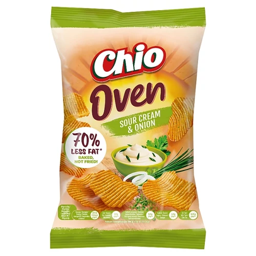 CHIO OVEN KEMENCÉBEN SÜTÖTT HAGYMÁS-TEJFÖLÖS ÍZŰ BURGONYACHIPS 50 G