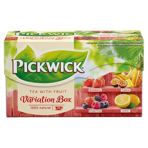 PICKWICK VARIATON BOX VARIÁCIÓK GYÜMÖLCSÍZŰ FEKETE TEÁK GYÜMÖLCSDARABOKKAL 20 FILTER 30 G