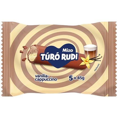 MIZO TÚRÓ RUDI VANÍLIÁS-KÁVÉS TÚRÓDESSZERT TEJCSOKOLÁDÉ BEVONATTAL 5 X 45 G (225 G)