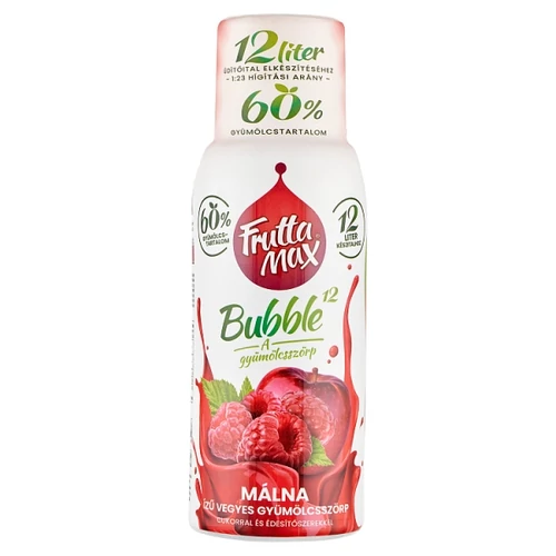 FRUTTAMAX BUBBLE¹² MÁLNA ÍZŰ VEGYES GYÜMÖLCSSZÖRP CUKORRAL ÉS ÉDESÍTŐSZEREKKEL 500 ML 