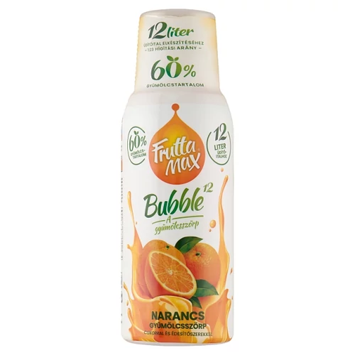 FRUTTAMAX BUBBLE¹² NARANCS GYÜMÖLCSSZÖRP CUKORRAL ÉS ÉDESÍTŐSZEREKKEL 500 ML 