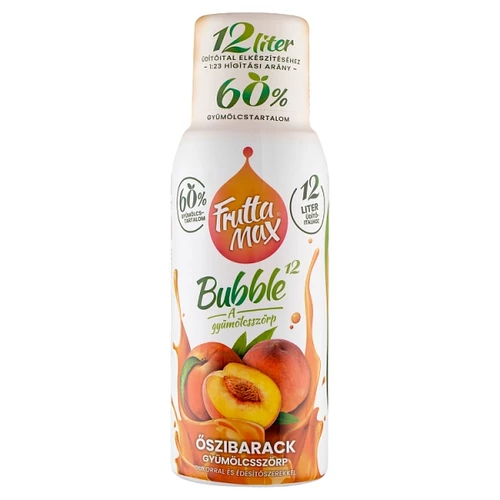 FRUTTAMAX BUBBLE¹² ŐSZIBARACK GYÜMÖLCSSZÖRP CUKORRAL ÉS ÉDESÍTŐSZEREKKEL 500 ML 
