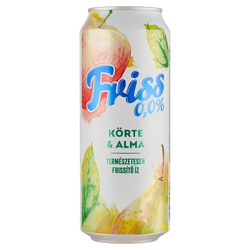FRISS 0,0% KÖRTE ÉS ALMA ÍZŰ ÜDÍTŐITAL ÉS ALKOHOLMENTES MALÁTAITAL KEVERÉKE 0,5 L