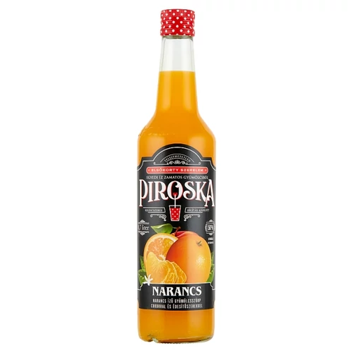 PIROSKA NARANCS ÍZŰ GYÜMÖLCSSZÖRP CUKORRAL ÉS ÉDESÍTŐSZEREKKEL 0,7 L