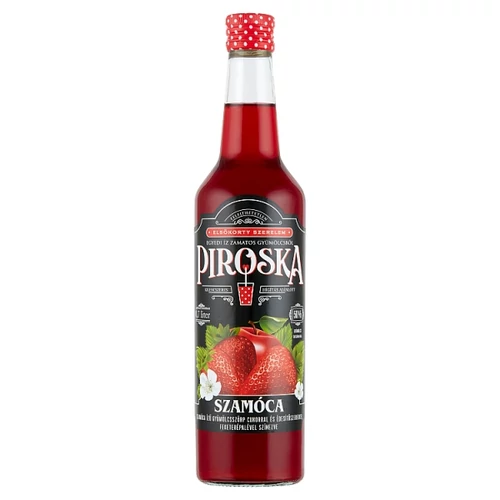 PIROSKA SZAMÓCA ÍZŰ GYÜMÖLCSSZÖRP FEKETERÉPALÉVEL SZÍNEZVE CUKORRAL ÉS ÉDESÍTŐSZEREKKEL 0,7 L