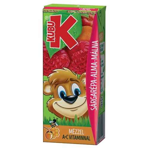KUBU SÁRGARÉPA-ALMA-MÁLNA ITAL MÉZZEL, VITAMINOKKAL 200 ML