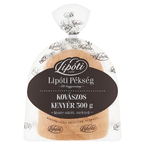 LIPÓTI KÉSZRE SÜTÖTT, SZELETELT KOVÁSZOS KENYÉR 500 G