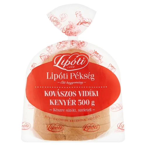 LIPÓTI KÉSZRE SÜTÖTT, SZELETELT KOVÁSZOS VIDÉKI KENYÉR 500 G