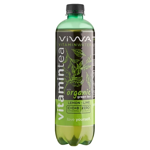 Viwa Vitamintea citrom-lime ízű energiamentes szénsavmentes üdítőital zöld tea kivonattal 600 ml