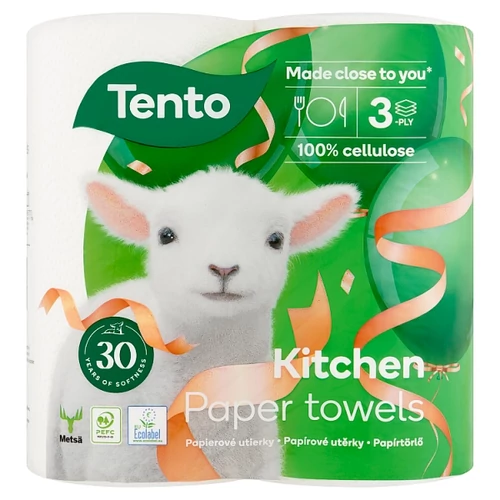 TENTO KITCHEN HÁZTARTÁSI PAPÍRTÖRLŐ 3 RÉTEGŰ 2 TEKERCS