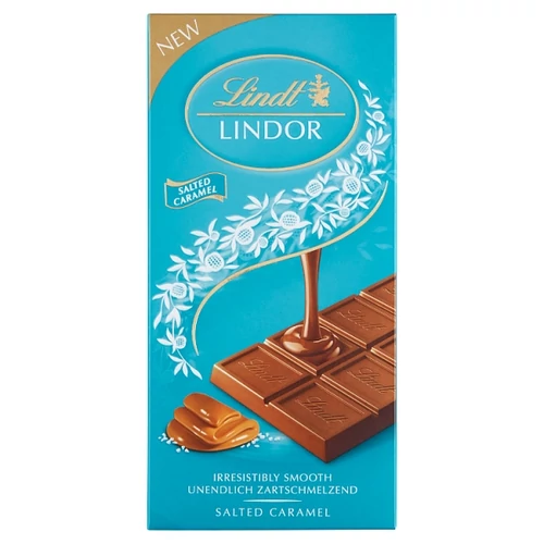 LINDT LINDOR TEJCSOKOLÁDÉ TENGERI SÓVAL ÉS LÁGYAN OLVADÓ KARAMELL TÖLTELÉKKEL 100 G