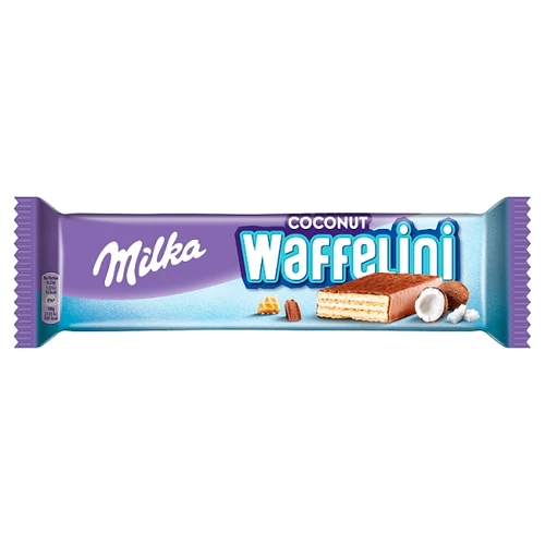 MILKA COCONUT WAFFELINI ALPESI TEJ FELHASZNÁLÁSÁVAL KÉSZÜLT TEJCSOKOLÁDÉVAL TÖLTÖTT OSTYA 31 G