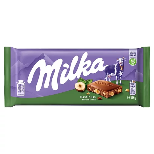 MILKA ALPESI TEJ FELHASZNÁLÁSÁVAL KÉSZÜLT TEJCSOKOLÁDÉ TÖRTMOGYORÓVAL 90 G