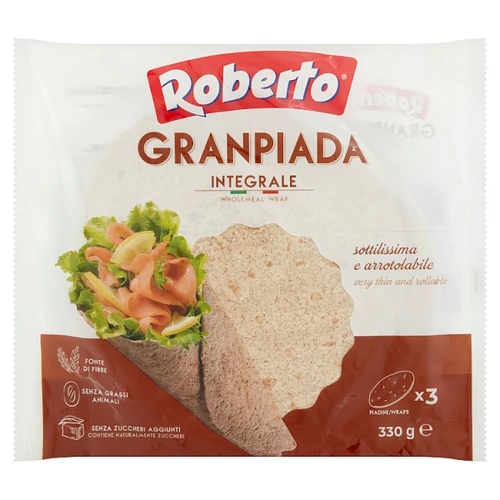ROBERTO GRANPIADA TELJES KIŐRLÉSŰ BÚZALISZTBŐL KÉSZÜLT KENYÉR NAPRAFORGÓOLAJJAL 3 DB 330 G