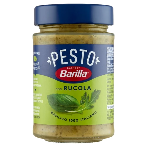 BARILLA PESTO SZÓSZ BAZSALIKOMMAL, PETREZSELYEMMEL, RUKKOLÁVAL 190 G