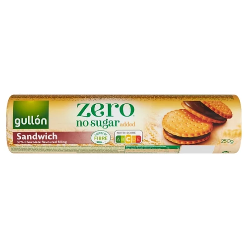 GULLÓN DIETNATURE KAKAÓS KRÉMMEL TÖLTÖTT SZENDVICSKEKSZ HOZZÁADOTT CUKOR NÉLKÜL ÉDESÍTŐSZERREL 250 G