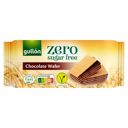 GULLÓN ZERO KAKAÓS ÍZESÍTÉSŰ KRÉMMEL TÖLTÖTT OSTYA ÉDESÍTŐSZERREL, CUKORMENTES 60 G