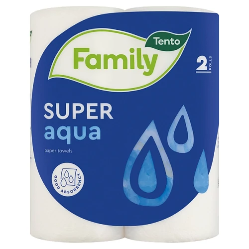 TENTO HÁZTARTÁSI PAPÍRTÖRLŐ SUPER AQUA 2 RÉTEGŰ 2 TEKERCS