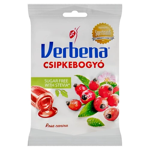 VERBENA TÖLTÖTT KEMÉNYCUKORKA ÉDESÍTŐSZEREKKEL CSIPKEBOGYÓ KIVONATTAL ÉS C VITAMINNAL 60 G