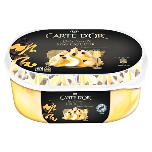 CARTE D'OR VANÍLIA ÍZŰ JÉGKRÉM ÉS TOJÁSLIKŐRREL ÍZESÍTETT JÉGKRÉM 825 ML