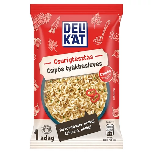 DELIKÁT CSURIGTÉSZTÁS CSÍPŐS TYÚKHÚSLEVES 58 G