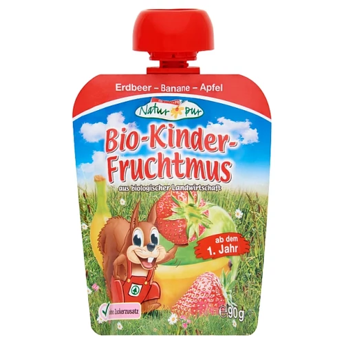 SPAR NATUR*PUR BIO GYÜMÖLCSVELŐ EPERREL, BANÁNNAL ÉS ALMÁVAL 1 ÉVES KORTÓL 90 G