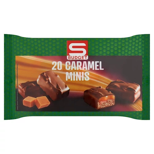 S-BUDGET CARAMEL MINIS TEJCSOKOLÁDÉ CANDY-KRÉMMEL ÉS KARAMELLEL TÖLTVE 20 DB 400 G 