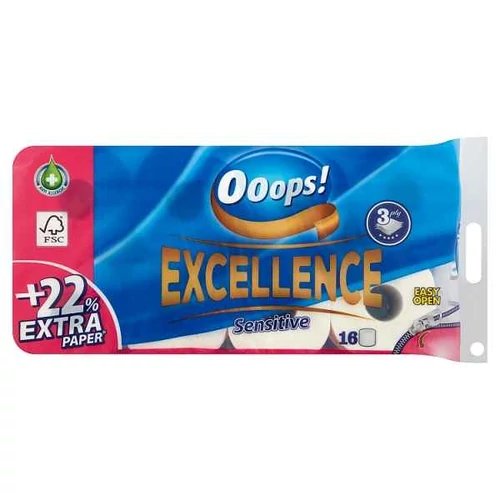 OOOPS! EXCELLENCE SENSITIVE TOALETTPAPÍR 3 RÉTEGŰ 16 TEKERCS