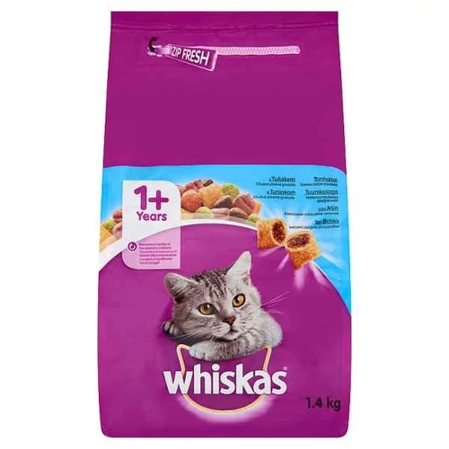 WHISKAS SZÁRAZ ÁLLATELEDEL MACSKÁK SZÁMÁRA TONHALLAL 1,4 Kg
