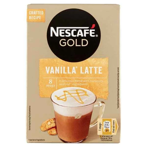 NESCAFÉ GOLD VANILLA LATTE VANÍLIA ÍZŰ AZONNAL OLDÓDÓ KÁVÉSPECIALITÁS 8 X 18,5 G (148 G)