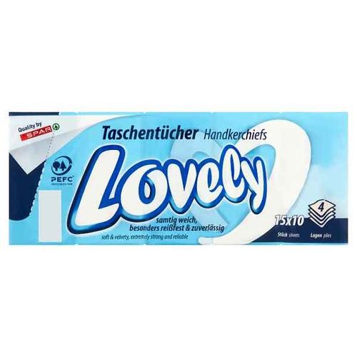 LOVELY PAPÍR ZSEBKENDŐ 4 RÉTEGŰ 15 X 10DB